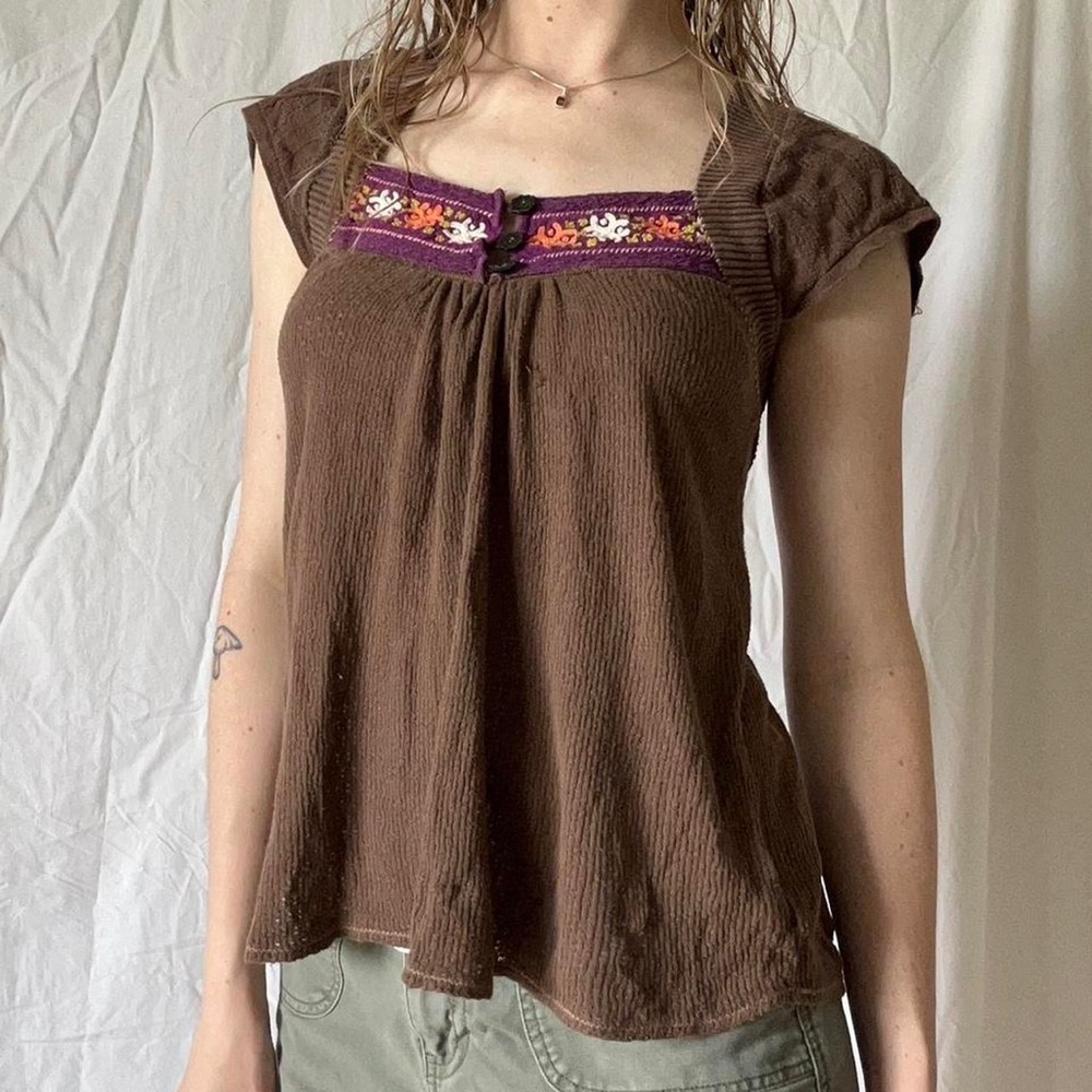 FREE PEOPLE KNIT SHORT SLEEVE TOP